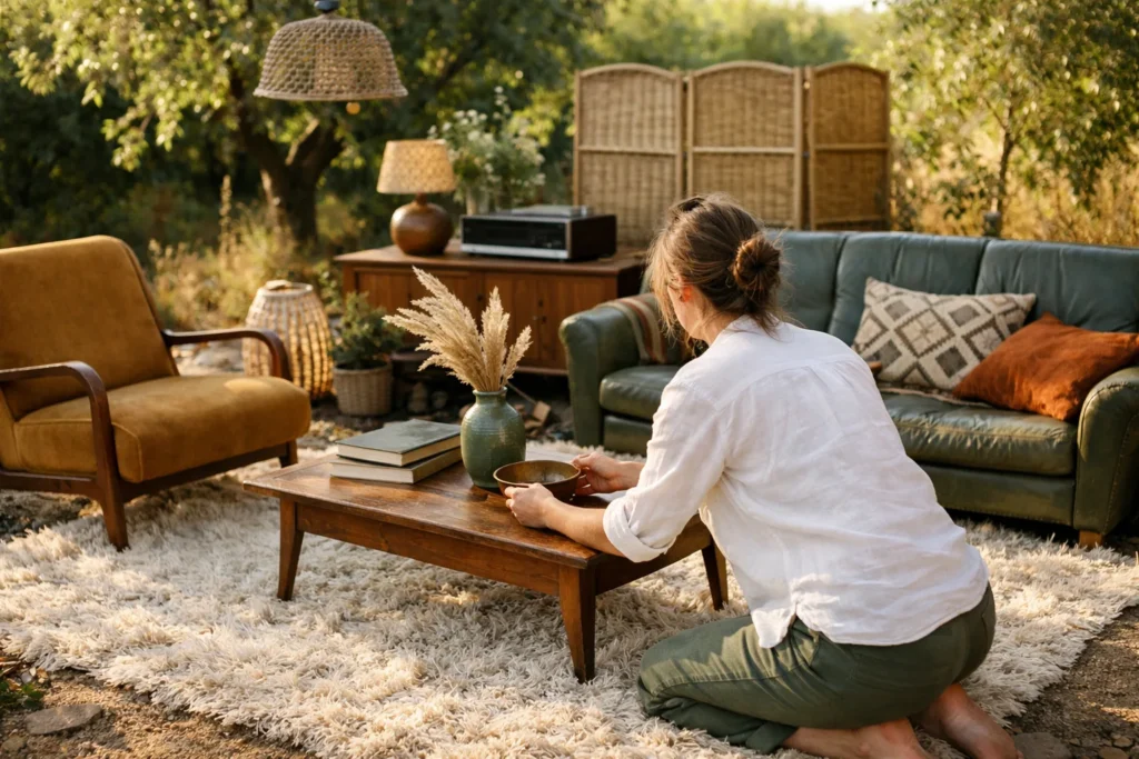 Associer le tapis shaggy et les meubles vintage pour un intérieur unique