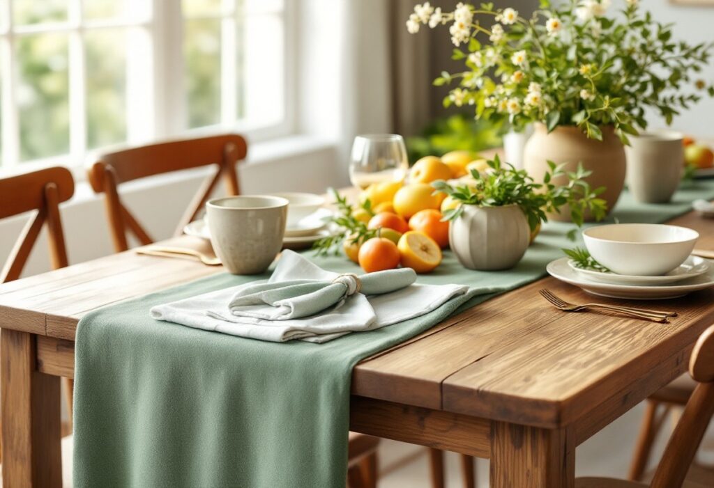 Chemins de table verts : nature et fraîcheur à table