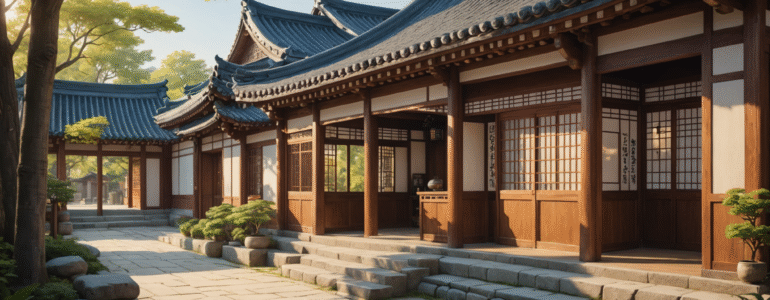 Architecture bois et hanok traditionnels en Asie