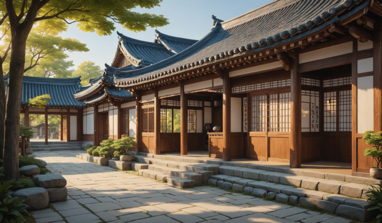 Architecture bois et hanok traditionnels en Asie