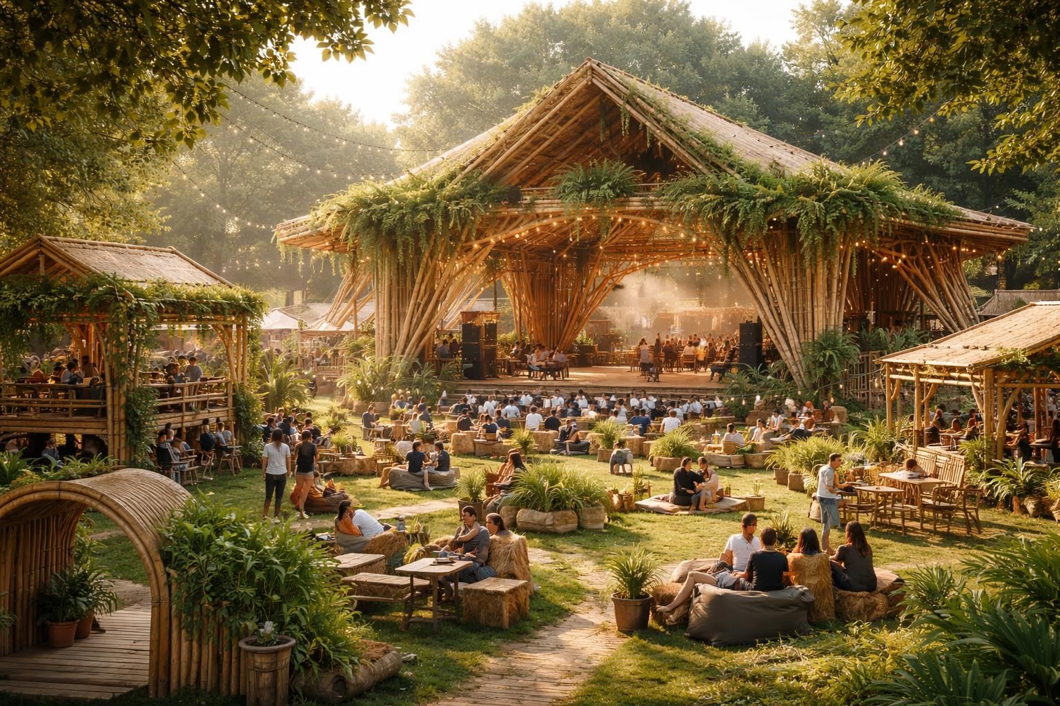 découvrez nos scénographies en bois pour festivals, alliant structures écologiques et décors durables pour des événements respectueux de l'environnement.