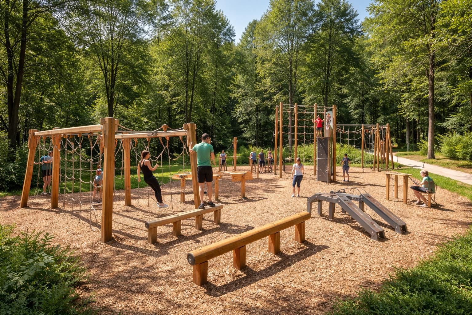 découvrez nos structures en bois robustes et esthétiques pour parcours sportifs avec agrès outdoor kompan, ainsi que nos modules de fitness extérieur conçus pour tous les niveaux. idéal pour aménager des espaces de sport en plein air alliant nature et performance.