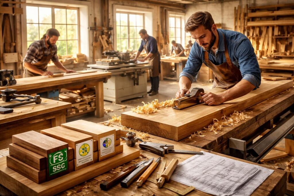 Valorisation professionnelle du bois pour artisans et menuisiers avec FSC et PEFC